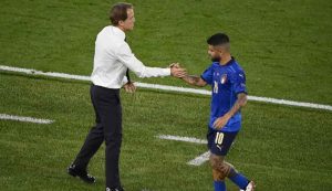 Roberto Mancini e Lorenzo Insigne - Foto ANSA - Dotsport.it