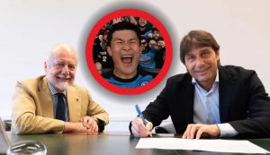 Aurelio De Laurentiis, Antonio Conte e Kim - Foto ANSA - Dotsport.it