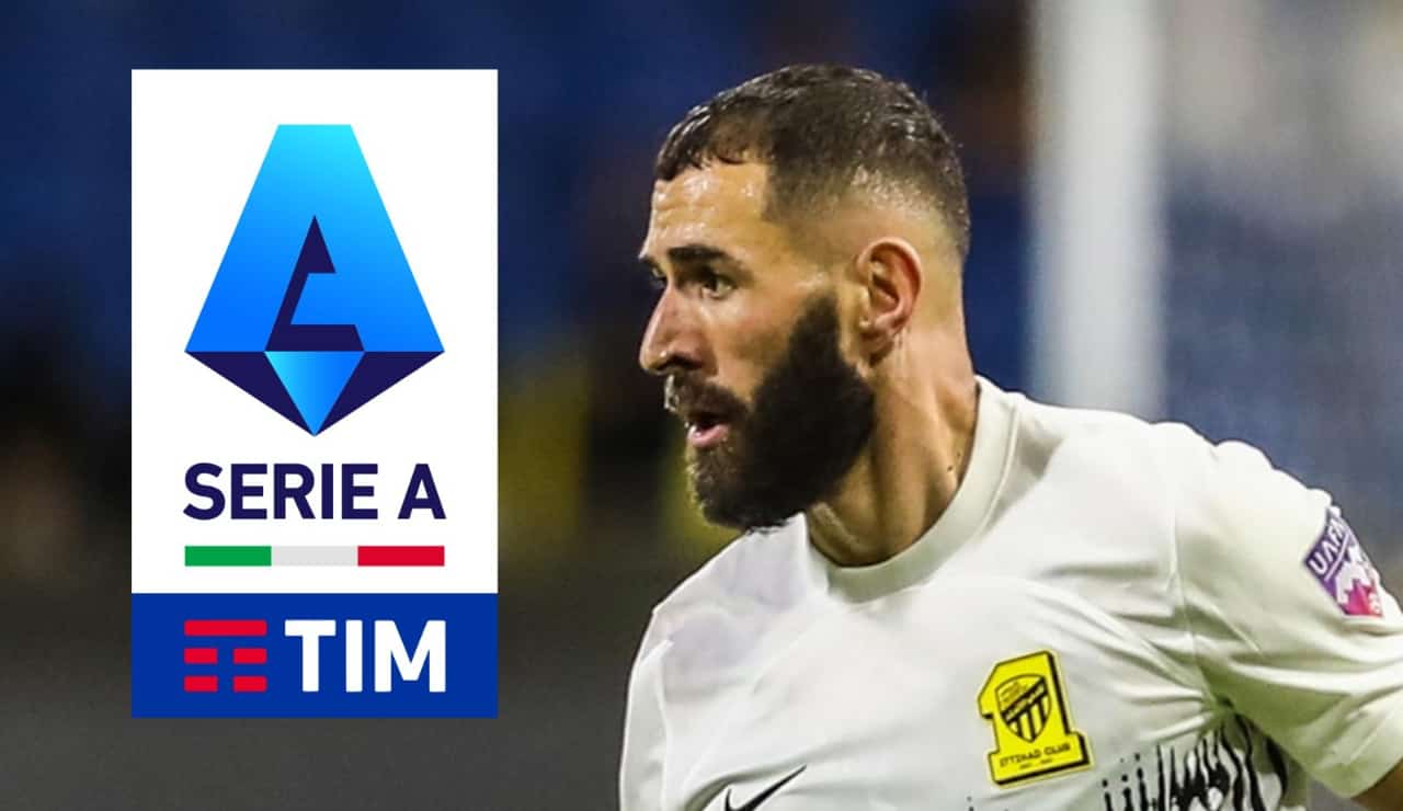Karim Benzema e il logo di Serie A - Foto Lapresse - Dotsport.it