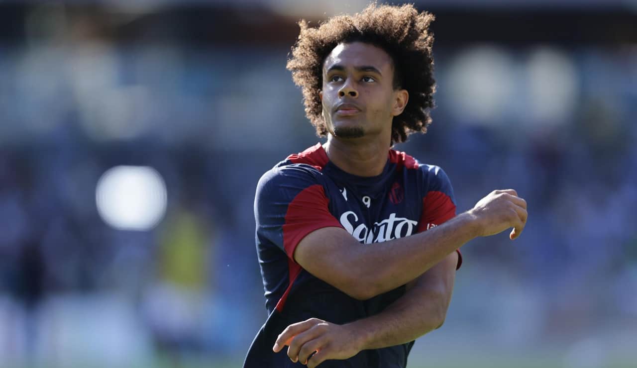 Joshua Zirkzee in campo con la maglia del Bologna - Foto Lapresse - Dotsport.it