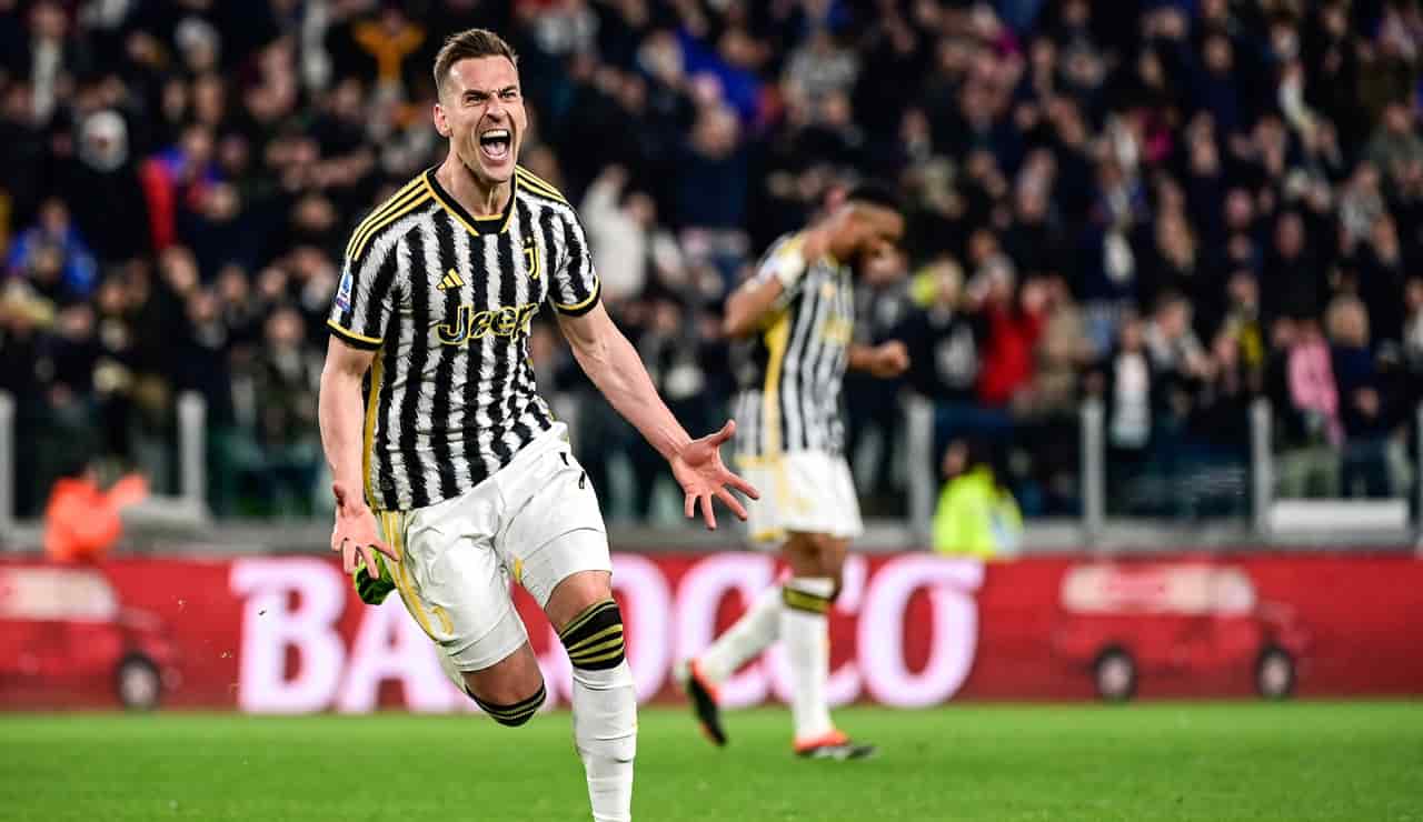 Milik a segno con la maglia della Juventus - Foto Lapresse - Dotsport.it