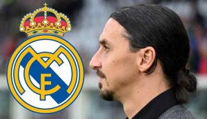 Zlatan Ibrahimovic e il logo del Real Madrid - Foto Lapresse - Dotsport.it